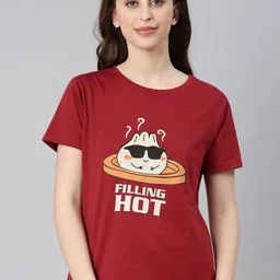 TWIN BIRDS Women Typography Printed Applique T-shirt-image-19