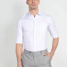 Arrow White Cotton Slim Fit Checks Shirt-picture-28