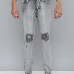 WAIMEA Men Comfort Skinny Fit Slash Knee Heavy Fade Stretchable Jeans-image-48