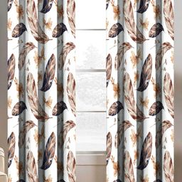 BELLA TRUE White & Grey 2 Pieces Floral Printed Long Door Curtains-picture-8