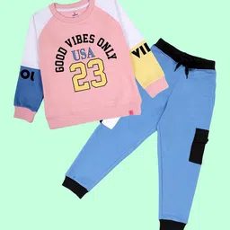 KiddoPanti Girls Printed Sweatshirt With Joggers-image-12