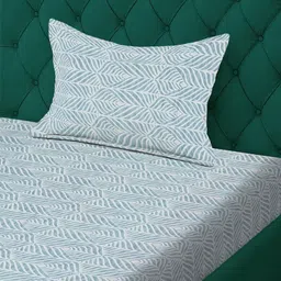 KLOTTHE Green Floral 300 TC Single Bedsheet with 1 Pillow Covers image 4