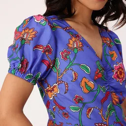 DressBerry Chic Bloom Printed Gathered A-Line Dress image 5