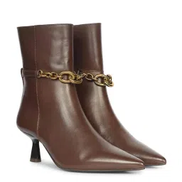 Saint G Women Chain Embellished Brown Leather Casual Boots-image-96