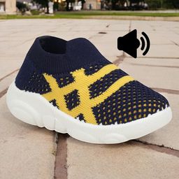 Lil Lollipop Abstract Designed & Mesh Detailed Slip On Musical Shoes - Navy Blue-picture-30