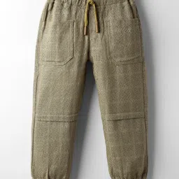 Olio Kids Cotton Woven Full Length Solid Color Trouser - Light Brown-picture-28