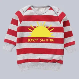Kadam Baby Cotton Knit Full Sleeves Keep Shining Text Printed Light Winter Sweatshirt - Red-picture-38