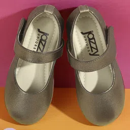 Jazzy Juniors Solid Velcro Closure Mary Jane Ballerinas - Gold-picture-10