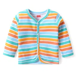 Babyhug 100% Cotton Knit Antibacterial Full Sleeves Front Open Vest Dino Print Pack of 3 - Multicolour image 2