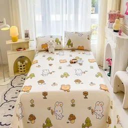 JC HOME Beige & White Printed 140 TC King Size Bedsheet Set 1.60 m x 2.30 m-picture-41