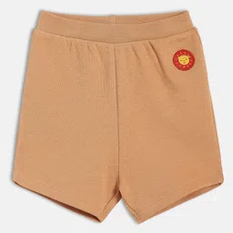 MINI KLUB Cotton Knit Pack Of 2 Checked & Animal Patch Embroidered Shorts - Green & Brown image 4