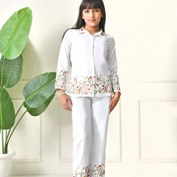 BAESD Girls Embroidered Long Sleeves Pure Cotton Shirt With Trousers-picture-33