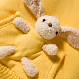 Mark & Mia Full Sleeves Hooded Sweatshirt With Animal Applique & Kangaroo Pockets - Yellow image 4
