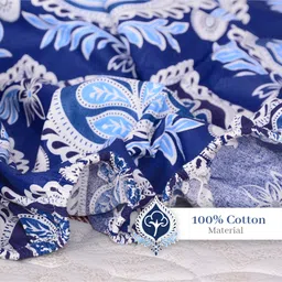 Divine Casa 100% 144 TC Paisley Print Single Bed Elastic Fitted Bedsheet with 1 Pillow Cover_Blue Ribbon image 5
