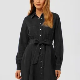 Tripursundari Fashion Blazer Dresses Denim Shirt Dress-image-76