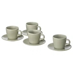 ikea färgklar Cup with saucer, matt/green, 7 cl image 1