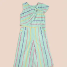 Pantaloons Junior Green Cotton Striped Jumpsuit-image-41
