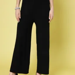 Mafadeny Black Regular Fit Mid Rise Palazzos-image-37