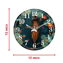 OLIVE TREE Wooden Wall Clock Green Printed Round Contemporary Wall Clock image 4