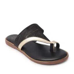 Carlton London Women's Black Toe Ring Sandals image 2