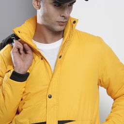 The Indian Garage Co Men Yellow Solid Padded Jacket-picture-12