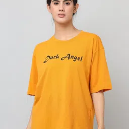 DDASPRATION Women Typography Printed Oversized Longline Cotton T-shirt-picture-16