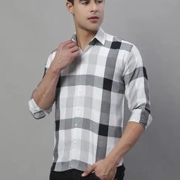 Jainish Black Regular Fit Check Cotton Shirt-picture-16