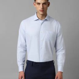 Luxure By Louis Philippe Blue Cotton Regular Fit Checks Shirt-picture-9
