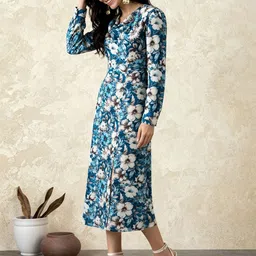 Globus Floral Print Cowl Neck A-Line Midi Dress image 3