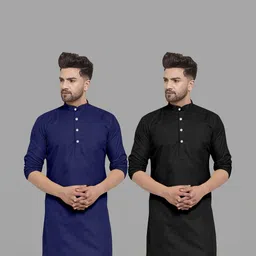 VS MALL Men Black Kurtas-picture-7