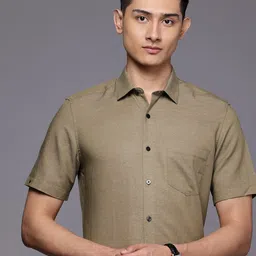 Louis Philippe Linen Cotton Classic Fit Formal Shirt-image-93