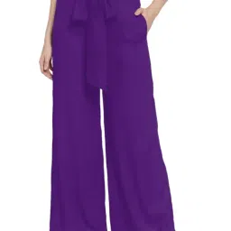 PATRORNA Purple Mid Rise Relaxed Fit Boyfriend Trousers-picture-27