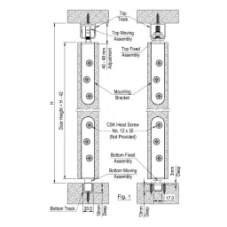 Ebco Wood Sliding Folding System Fixed Assembly Zinc White Finish for Minimum 40 mm Door Thickness, WSFS-FA (Set of 2) image 4