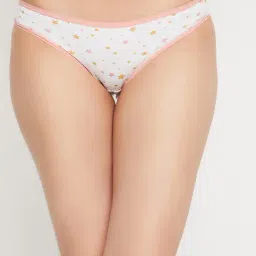 Clovia White Printed Bikini Panty-image-24