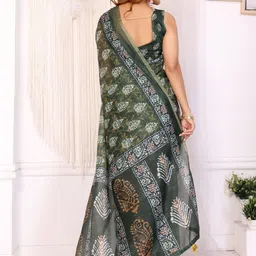 HERE&NOW Floral Zari Linen Blend Saree image 3