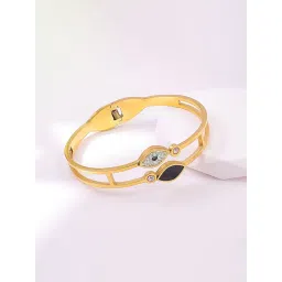 Jewels Galaxy Gold Plated Stainless Steel Evil Eye Themed Anti Tarnish Bangle Style Bracelet image 3