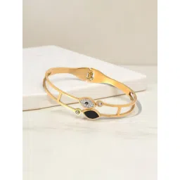 Jewels Galaxy Gold Plated Stainless Steel Evil Eye Themed Anti Tarnish Bangle Style Bracelet image 4
