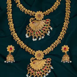 NAGNESHI ART Gold-Plated Artificial Stone-Studded & Beaded Jewellery Set image 3