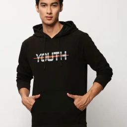 showoffff SHOWOFF Black Slim Fit Printed Hooded Sweatshirt-picture-6