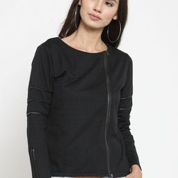 Belle Fille Women Black Solid Asymmetric Closure Tailored Jacket-picture-27