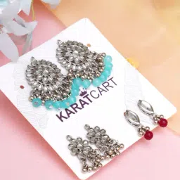 Karatcart Handcrafted Kundan Stud & Drop Earrings - Set of 4-image-58