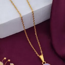 SZN Set Of 2 Gold-Plated Pearls Studded Circular Shaped Enamelled Pendants With Chains image 2