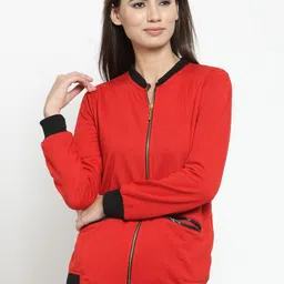 Belle Fille Women Red Solid Bomber-picture-15