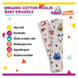 Adore Basics Organic Cotton Muslin Baby Swaddles Pack of 2 - White-picture-20
