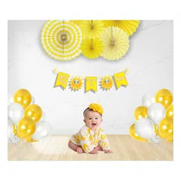 Sunshine Half Birthday Paper Fan Decor kit- Yellow-image-39
