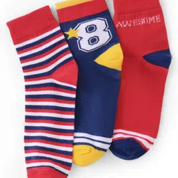 Pine Kids Nylon Spandex Ankle Length Socks Stripes Print Pack of 3 -  Multicolor-picture-26