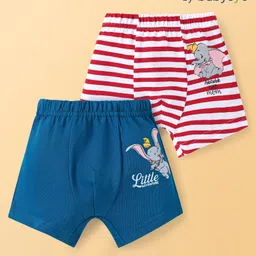 Babyoye Disney Lycra Knit Striped & Dumbo Graphics Trunks Pack of 2 - Blue & Red-image-90