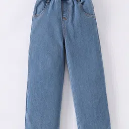 Mark & Mia Washed Cotton Jeans With Bunny Patch At Back - Blue-image-49