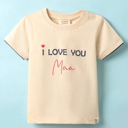 Ollypop Sinker Knit Half Sleeves T-Shirt with Text Print - Beige-picture-47