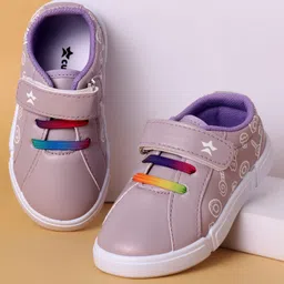Cute Walk By Babyhug Velcro Closure Casual Shoes With Candy Print & Lace Detailing - Purple-picture-17